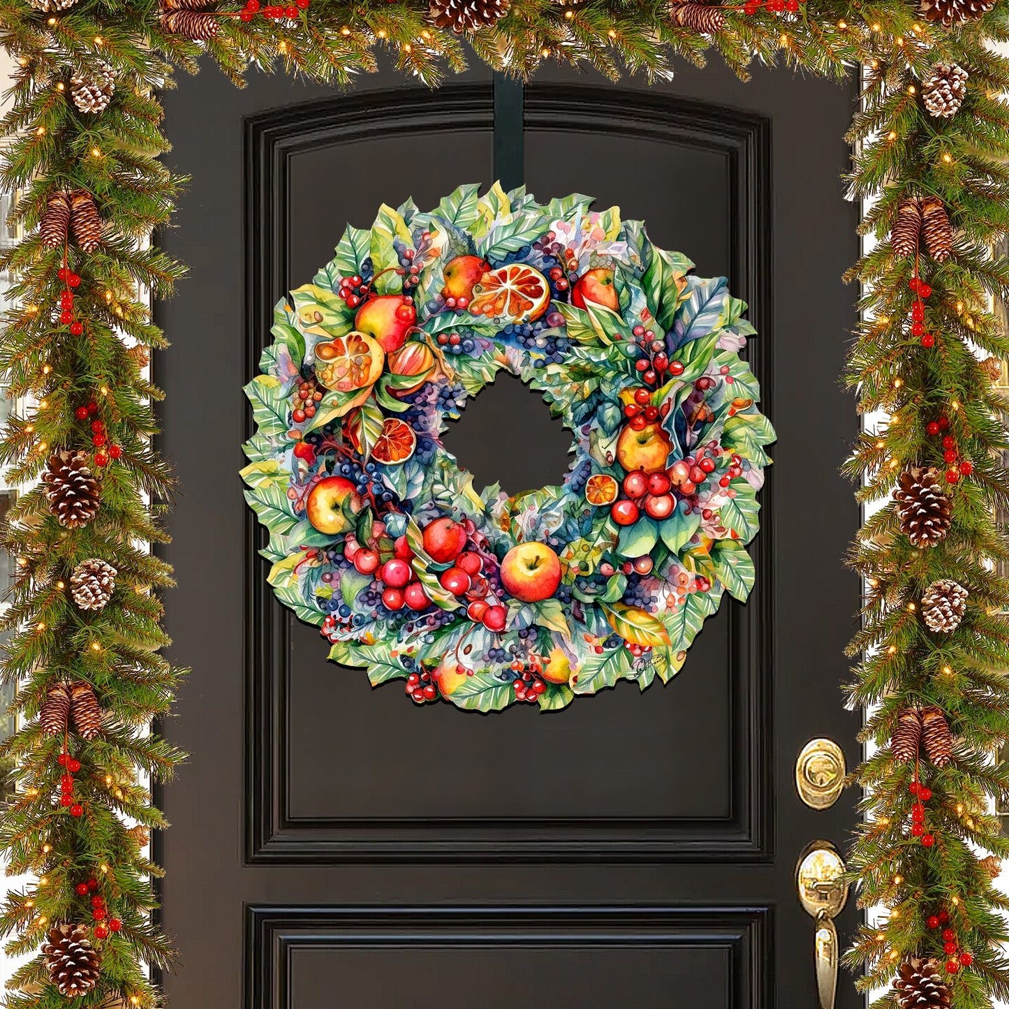 Summer Harvest Fruit Wreath Holiday Door Decor by G. Debrekht - Fall Halloween Decor - 8611071H