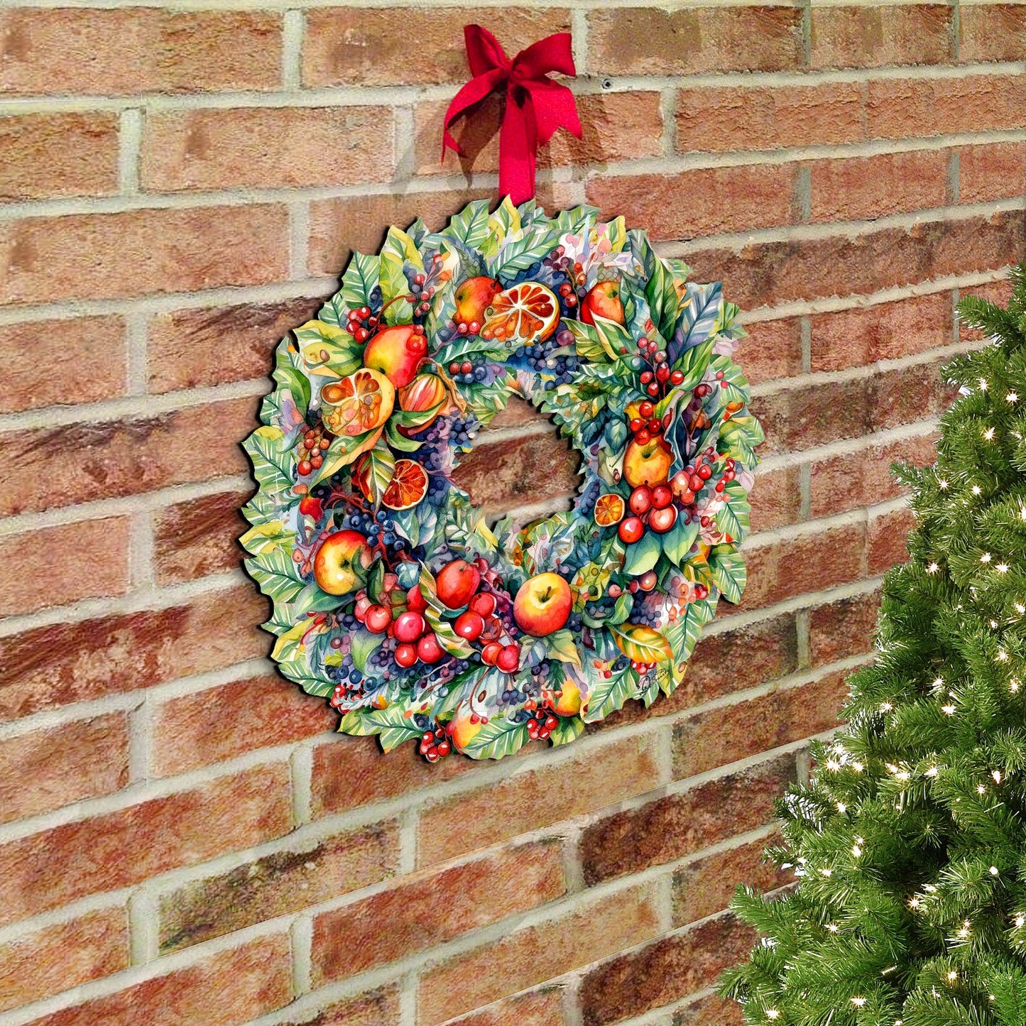Summer Harvest Fruit Wreath Holiday Door Decor by G. Debrekht - Fall Halloween Decor - 8611071H