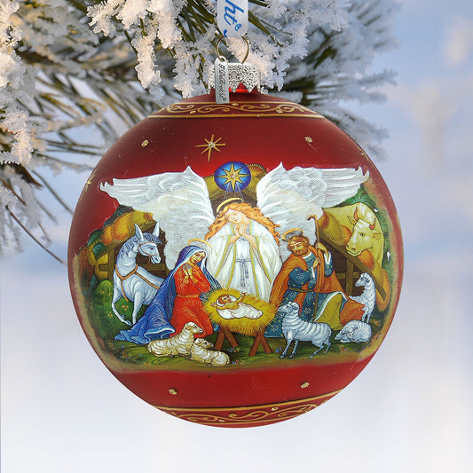 Limited Edition, Oversized Guarding Light Iconic Nativity Ball Glass Ornament, Christmas Decor - 73860 by G. DeBrekht
