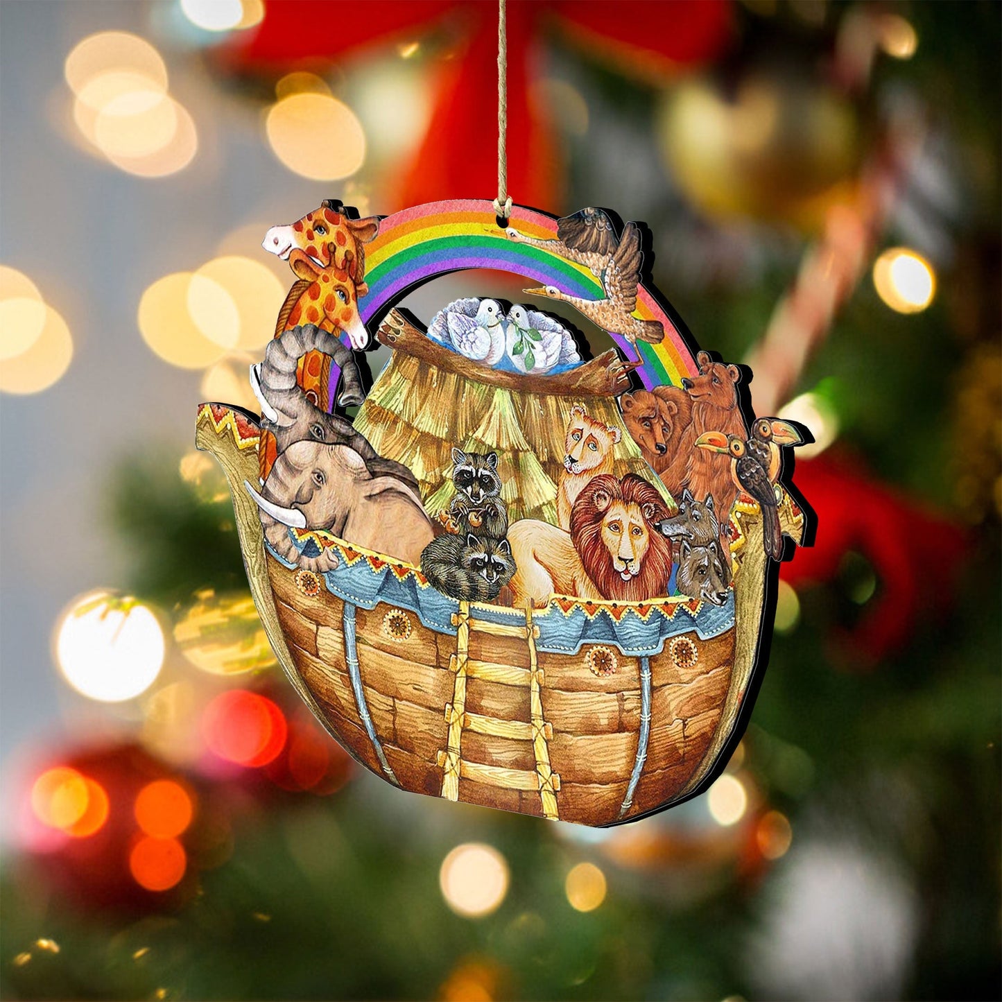 Noah's Ark Christmas Wooden Ornaments by G. DeBrekht - Nativity Holiday Decor - 8114050