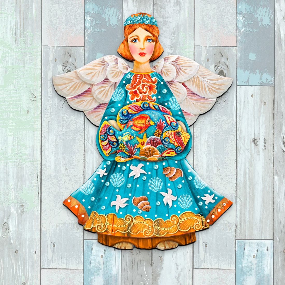 Guardian of The Sea Angel Door Decor by G. DeBrekht - Coastal Holiday Decor - 8152724H