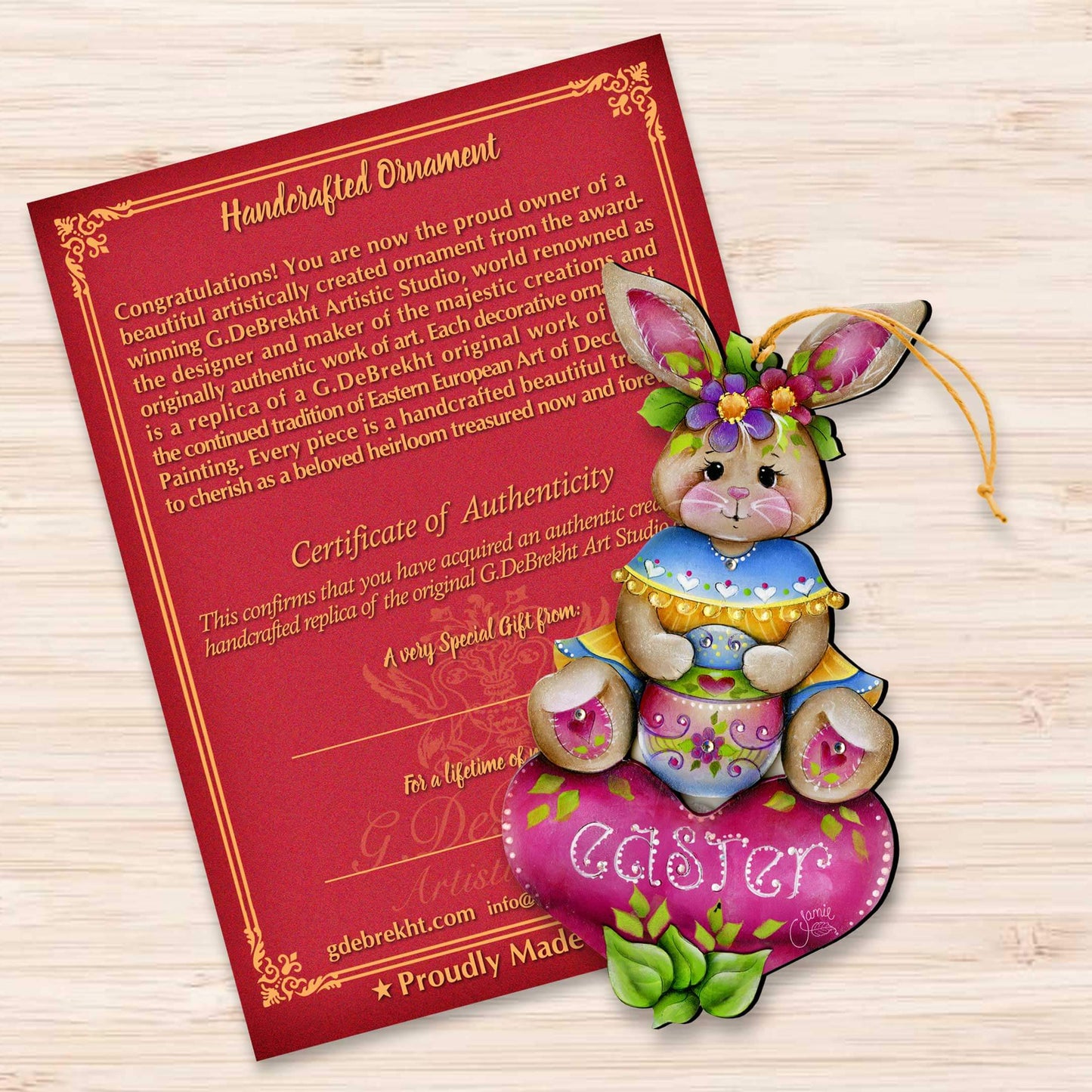 Easter Bunny Wooden Ornaments - Handcrafted Easter Decor - Bunny Art by Jamie Mills-Price - 8652826