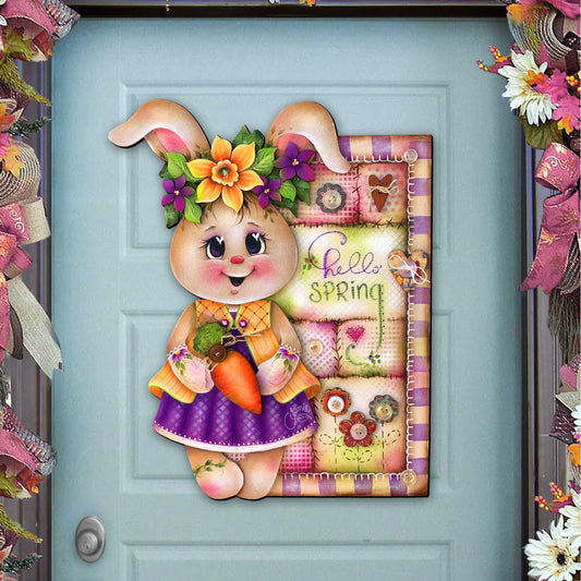 Handcrafted Spring Bunny Front Door Decor – Spring Home Decor - Rustic Easter Door Hanger by J. Mills-Price - 8652827H