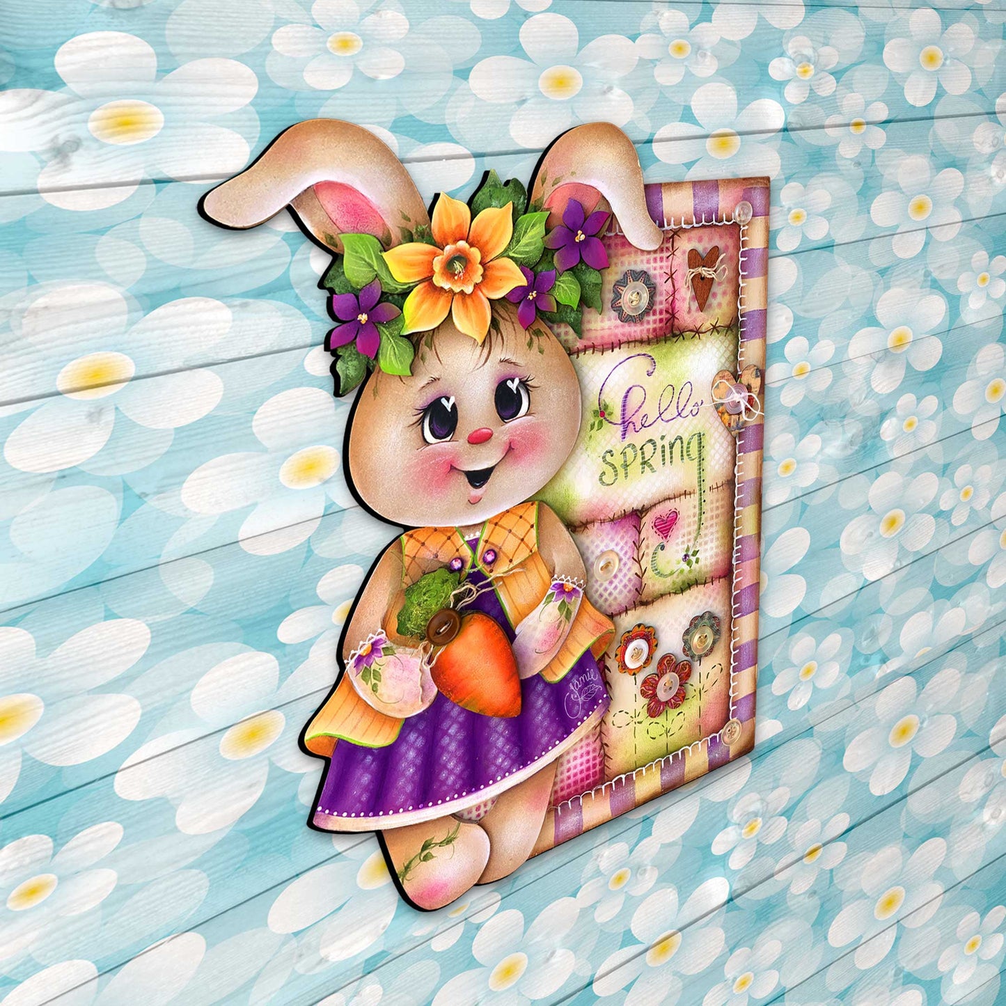 Handcrafted Spring Bunny Front Door Decor – Spring Home Decor - Rustic Easter Door Hanger by J. Mills-Price - 8652827H