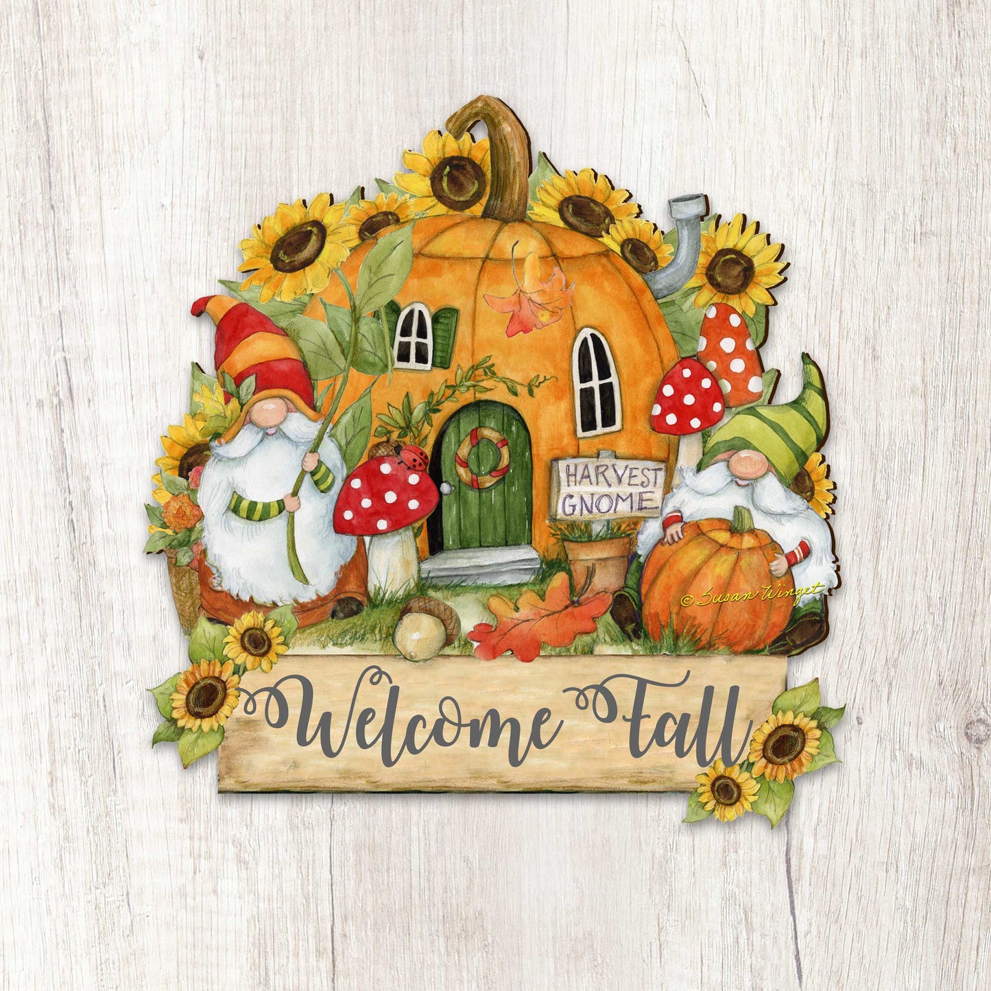 Outdoor Garden Stake Fall Decoration - Front Yard Gnome Welcome Sign - Backyard Decor - Cornucopia Garden Decor - Harvest Handmade Gift - Autumn Front Yard Decor by Susan Winget - 8471209M-SW