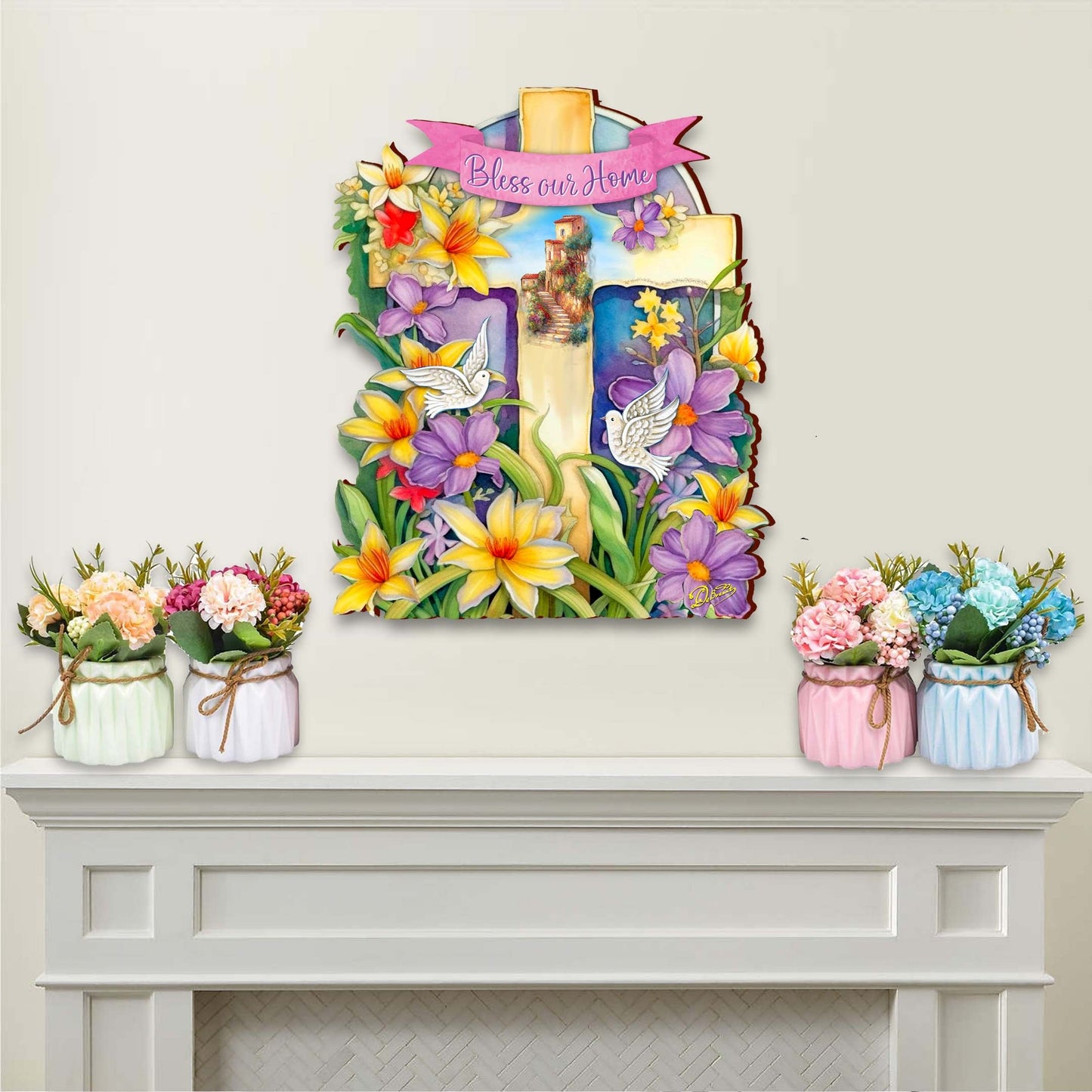 Bless Our Home Cross Holiday Door Décor by G. Debrekht - Easter Spring Décor - 8688161H