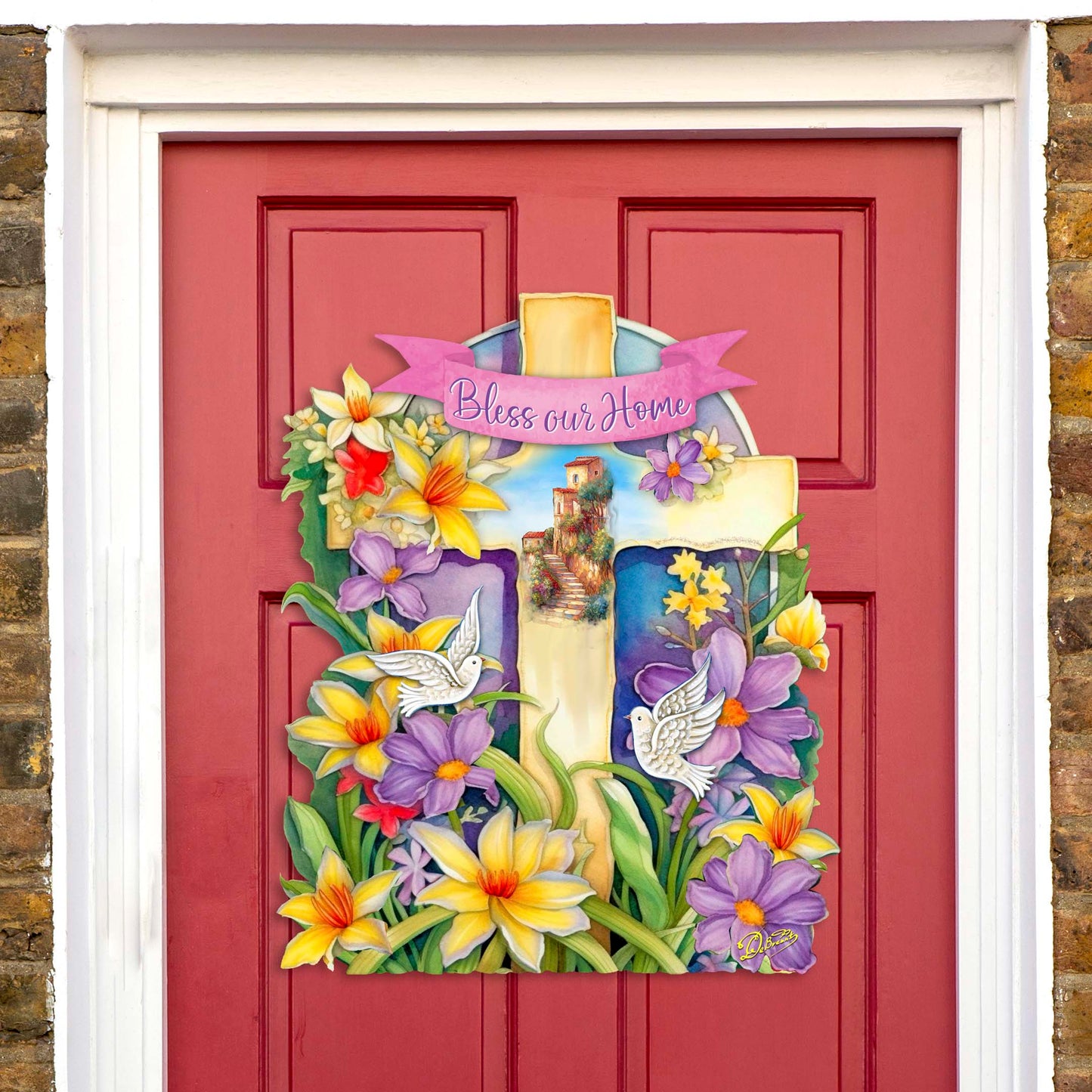 Bless Our Home Cross Holiday Door Décor by G. Debrekht - Easter Spring Décor - 8688161H