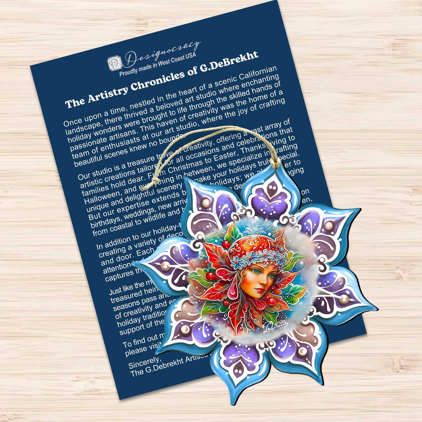 Snow Queen Snowflake Wooden Ornaments set of 3 by G. Debrekht - Christmas Décor - 8090141-S3