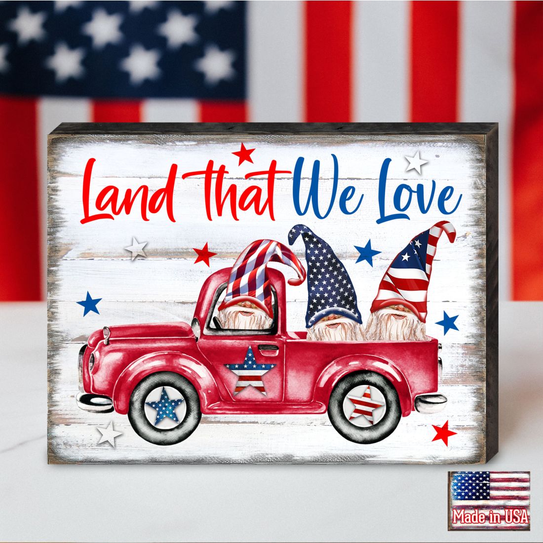 American Patriotic Tractor Wall Block by Susan Winget - American Patriotic Decor - 8471401B-SW