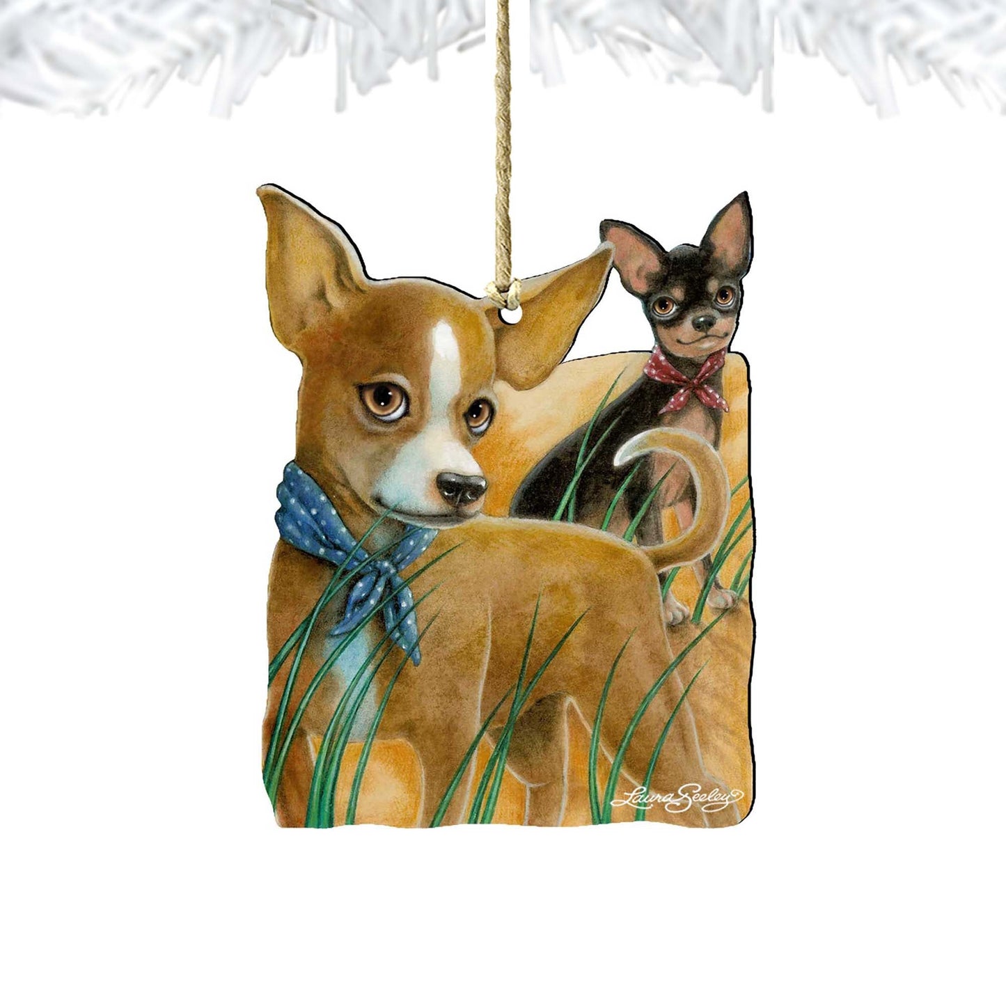 The Couple Dogs Wooden Ornaments by Laura Seeley - Pets Dog and Cats Decor - 8511021-LS