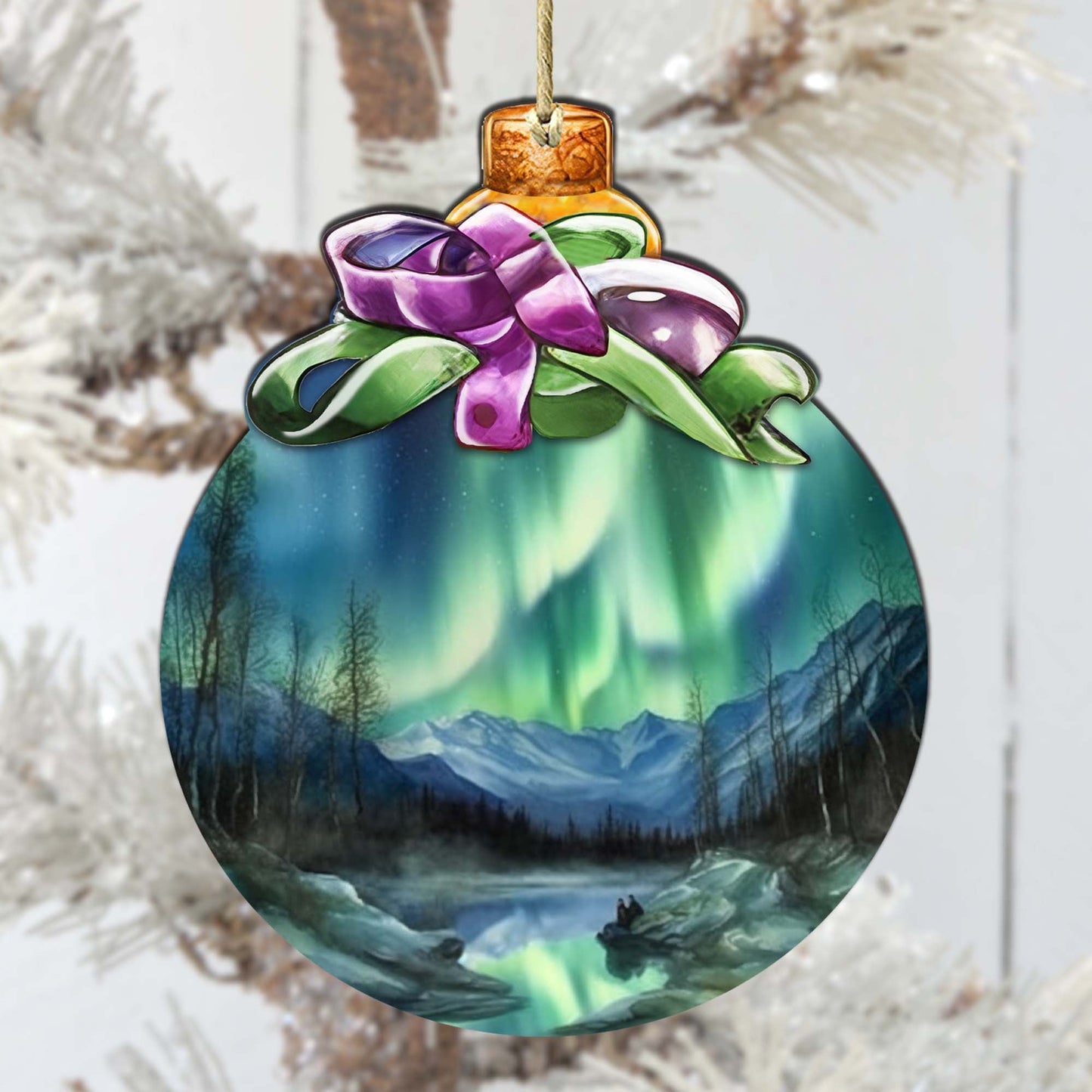 Northern Lights Symphony Wooden Ornaments by G.Debrekht - Wildlife Holiday Décor - 870026