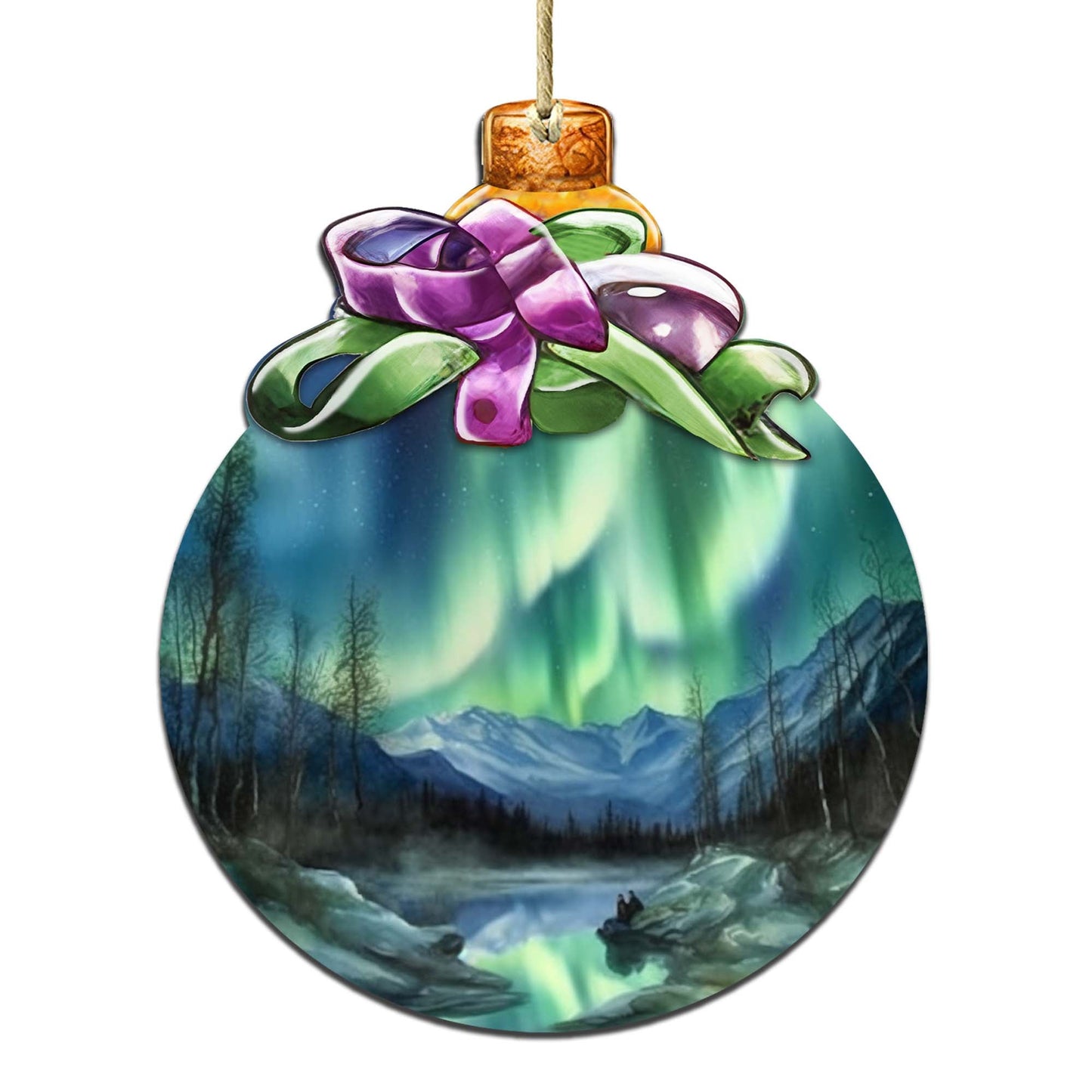 Northern Lights Symphony Wooden Ornaments by G.Debrekht - Wildlife Holiday Décor - 870026