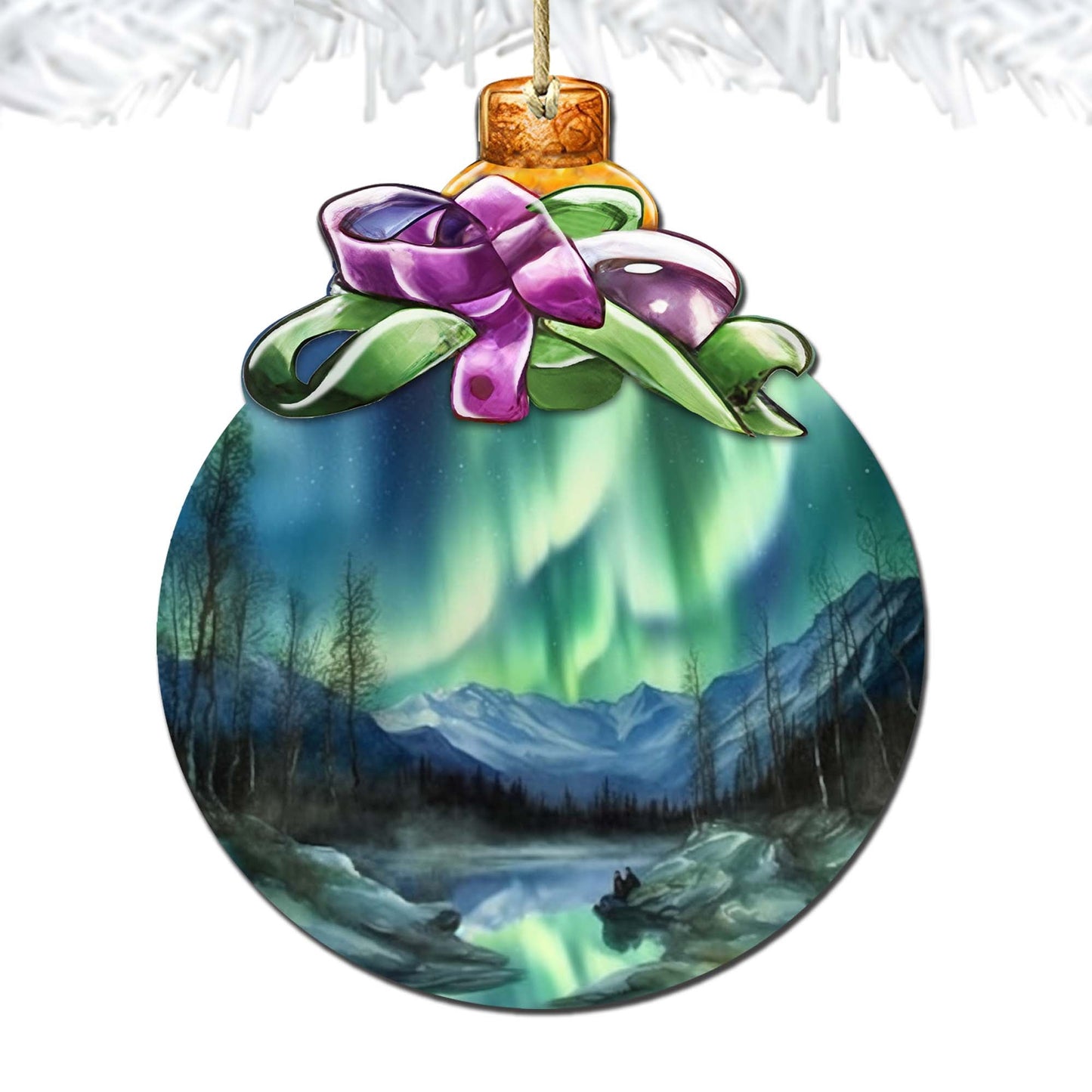 Northern Lights Symphony Wooden Ornaments by G.Debrekht - Wildlife Holiday Décor - 870026