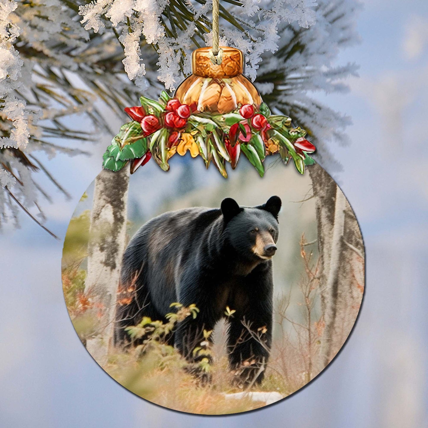 Alaskan Black Bear Adventure Wooden Ornaments by G.Debrekht - Wildlife Holiday Décor - 870033