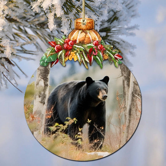 Alaskan Black Bear Adventure Wooden Ornaments by G.Debrekht - Wildlife Holiday Décor - 870033
