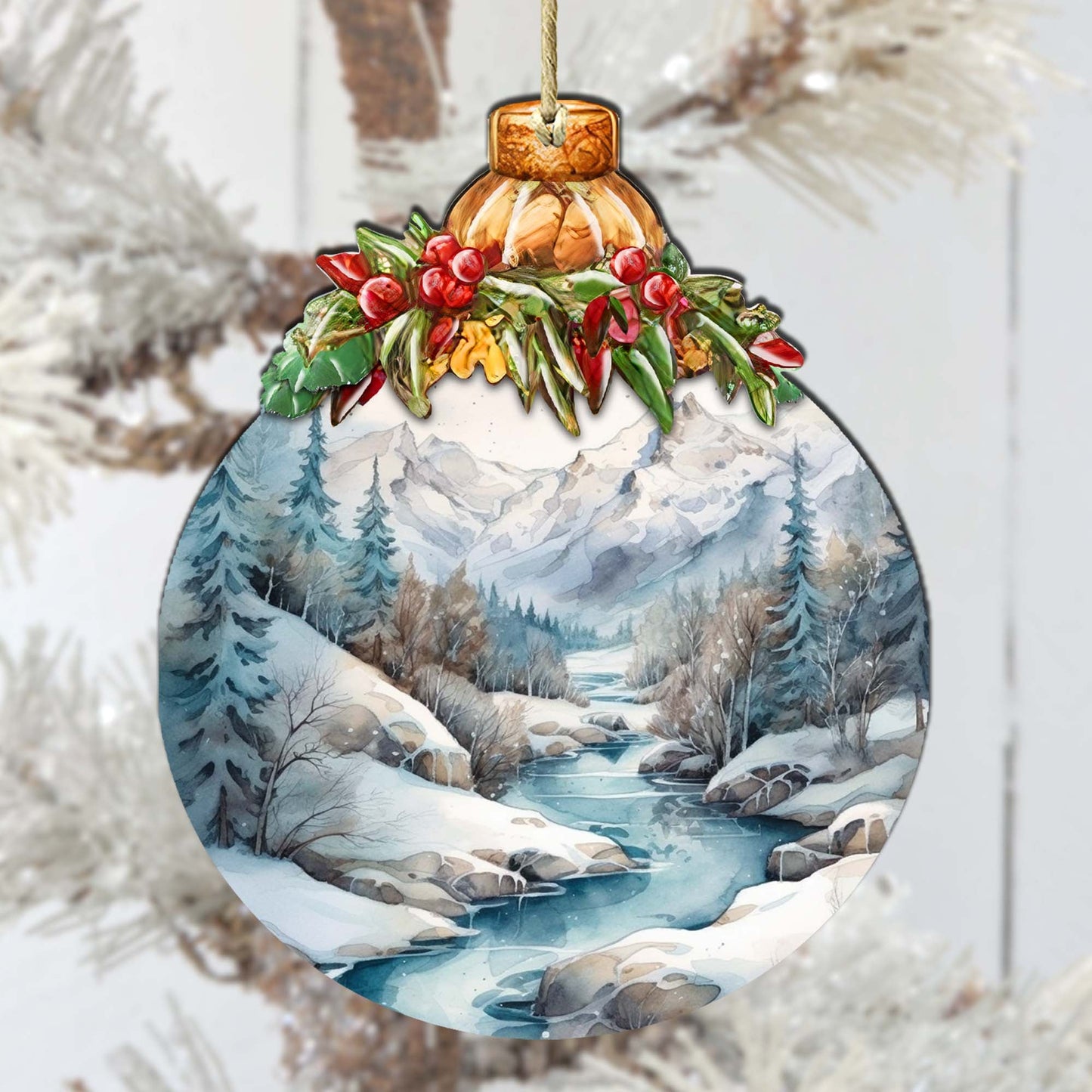 Alaska's Mountain Majesty Wooden Ornaments by G.Debrekht - Wildlife Holiday Décor - 870037