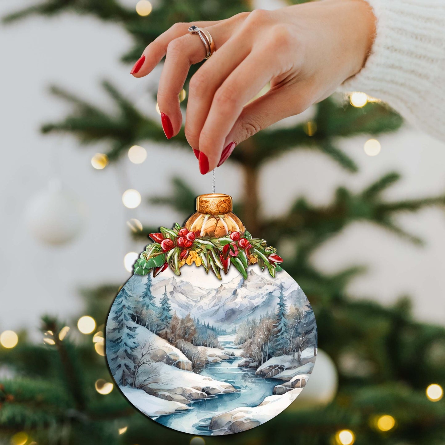 Alaska's Mountain Majesty Wooden Ornaments by G.Debrekht - Wildlife Holiday Décor - 870037