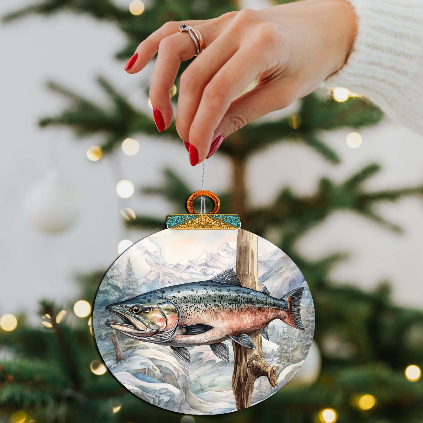 Alaskan Sockeye Wooden Ornaments by G.Debrekht - Wildlife Holiday Décor - 870046