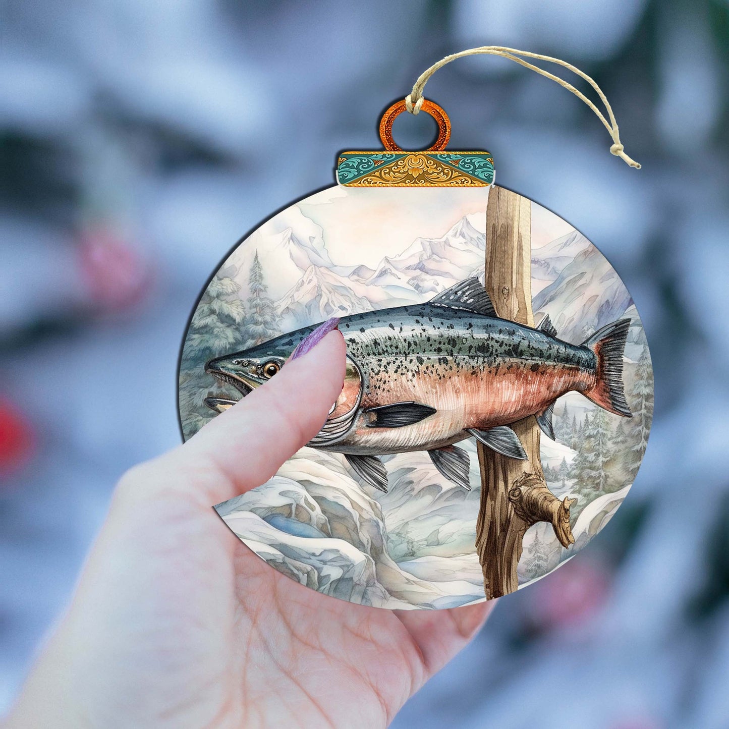 Alaskan Sockeye Wooden Ornaments by G.Debrekht - Wildlife Holiday Décor - 870046