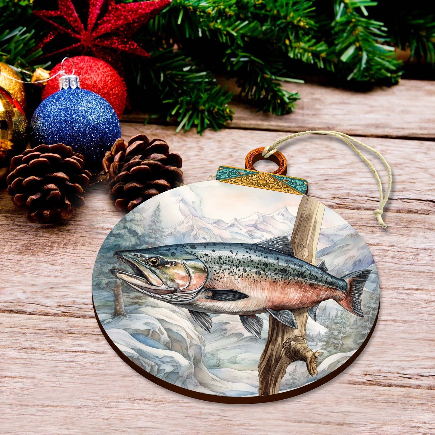 Alaskan Sockeye Wooden Ornaments by G.Debrekht - Wildlife Holiday Décor - 870046