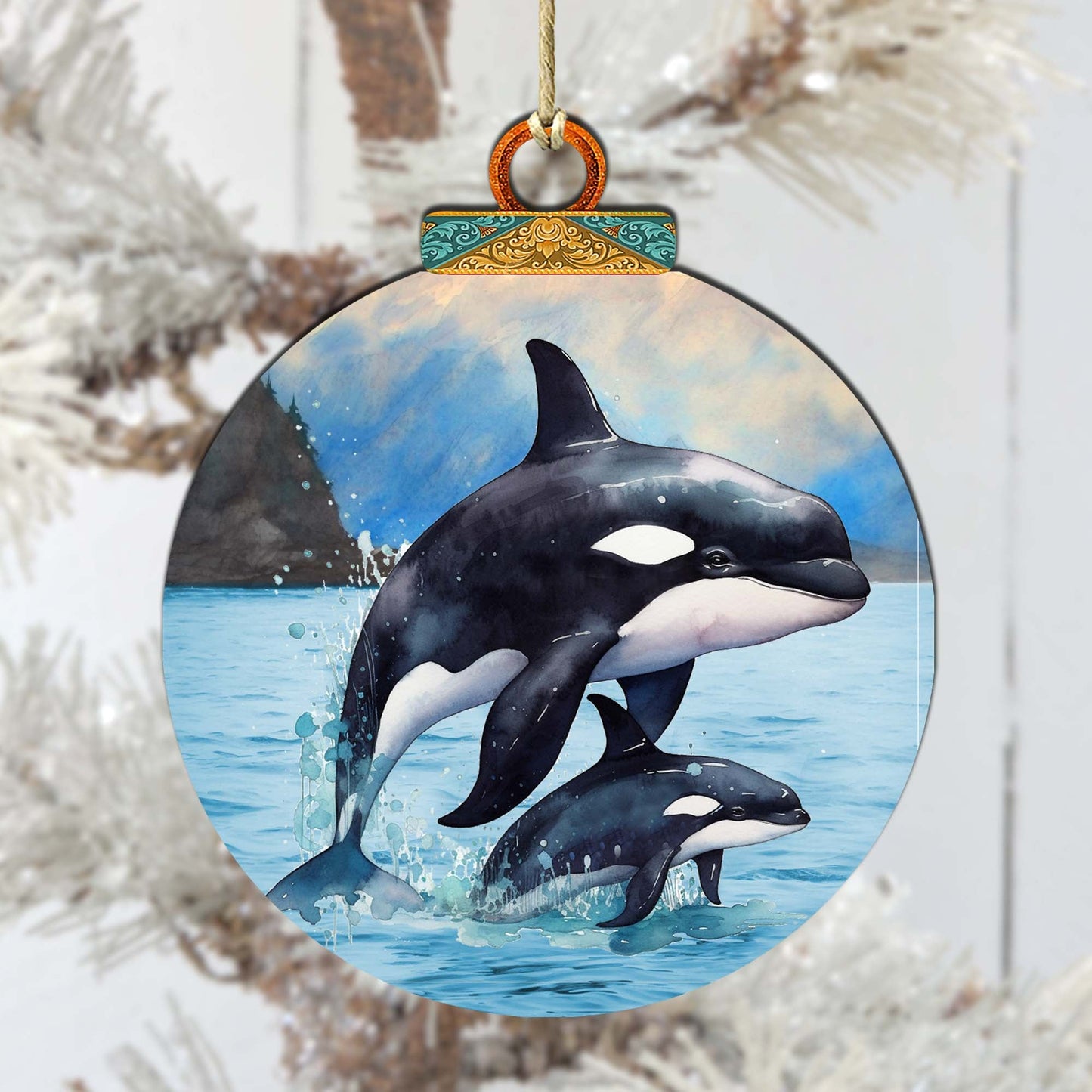 Orca's Family Wooden Ornaments by G.Debrekht - Wildlife Holiday Décor - 870052