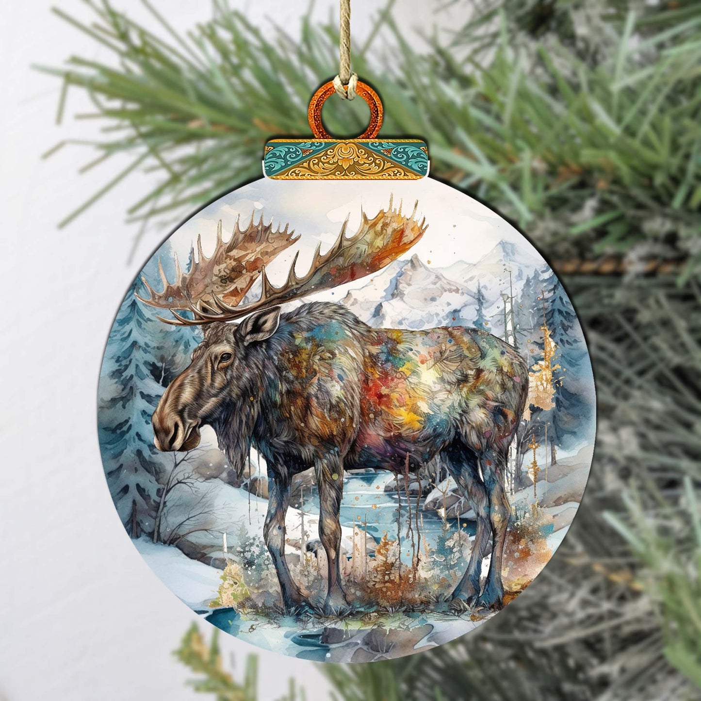 Alaskan Majestic Moose Wooden Ornaments by G.Debrekht - Wildlife Holiday Décor - 870053