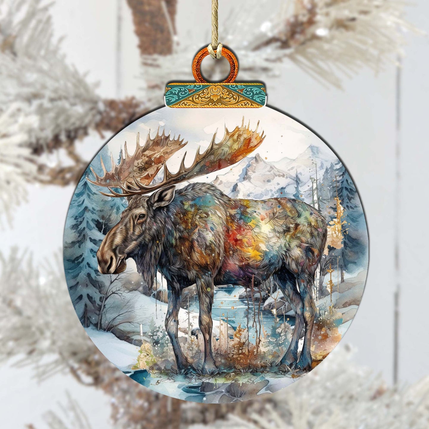 Alaskan Majestic Moose Wooden Ornaments by G.Debrekht - Wildlife Holiday Décor - 870053
