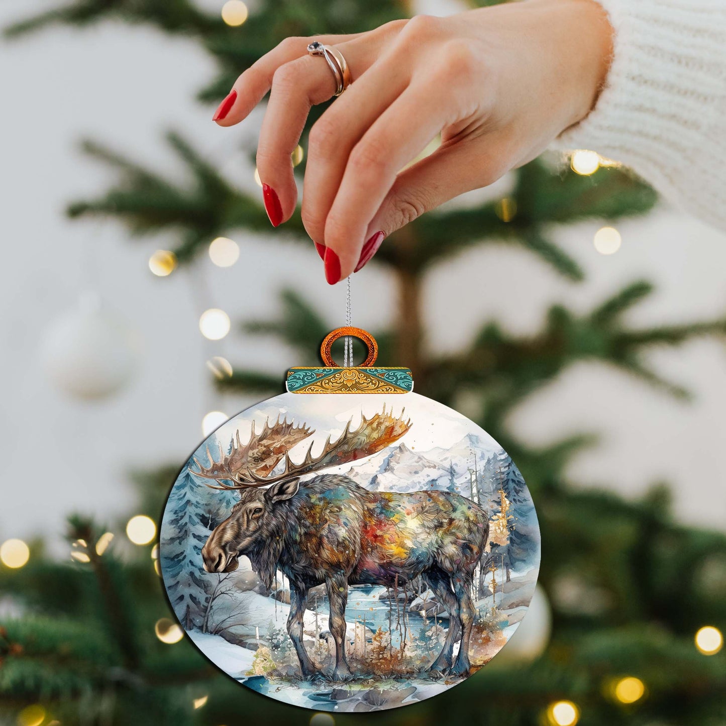 Alaskan Majestic Moose Wooden Ornaments by G.Debrekht - Wildlife Holiday Décor - 870053