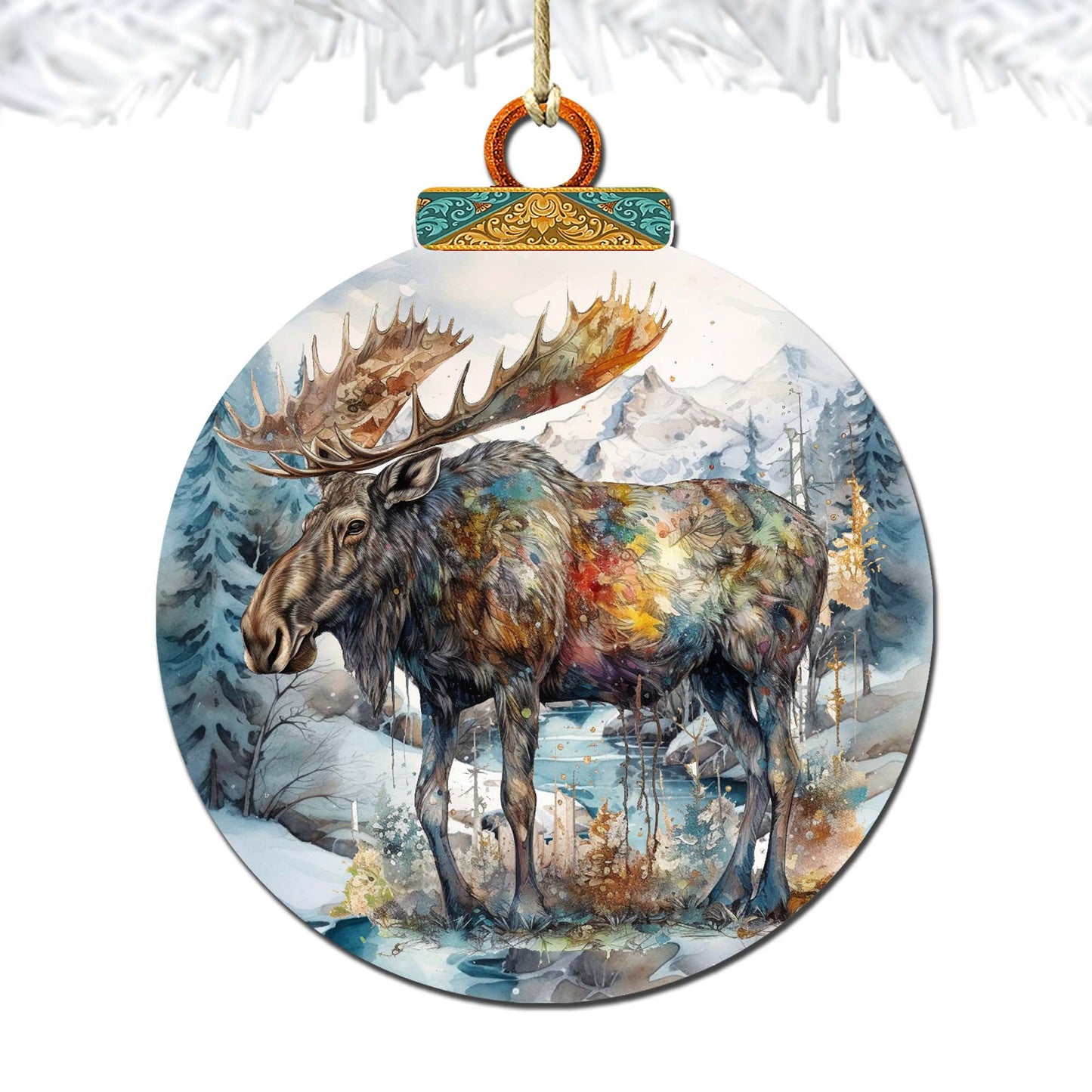 Alaskan Majestic Moose Wooden Ornaments by G.Debrekht - Wildlife Holiday Décor - 870053