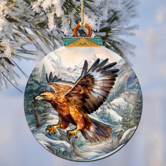 Flying Golden Eagle Wooden Ornaments by G.Debrekht - Wildlife Holiday Décor - 870060