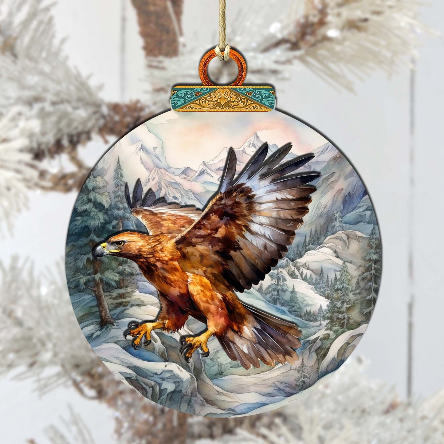 Flying Golden Eagle Wooden Ornaments by G.Debrekht - Wildlife Holiday Décor - 870060