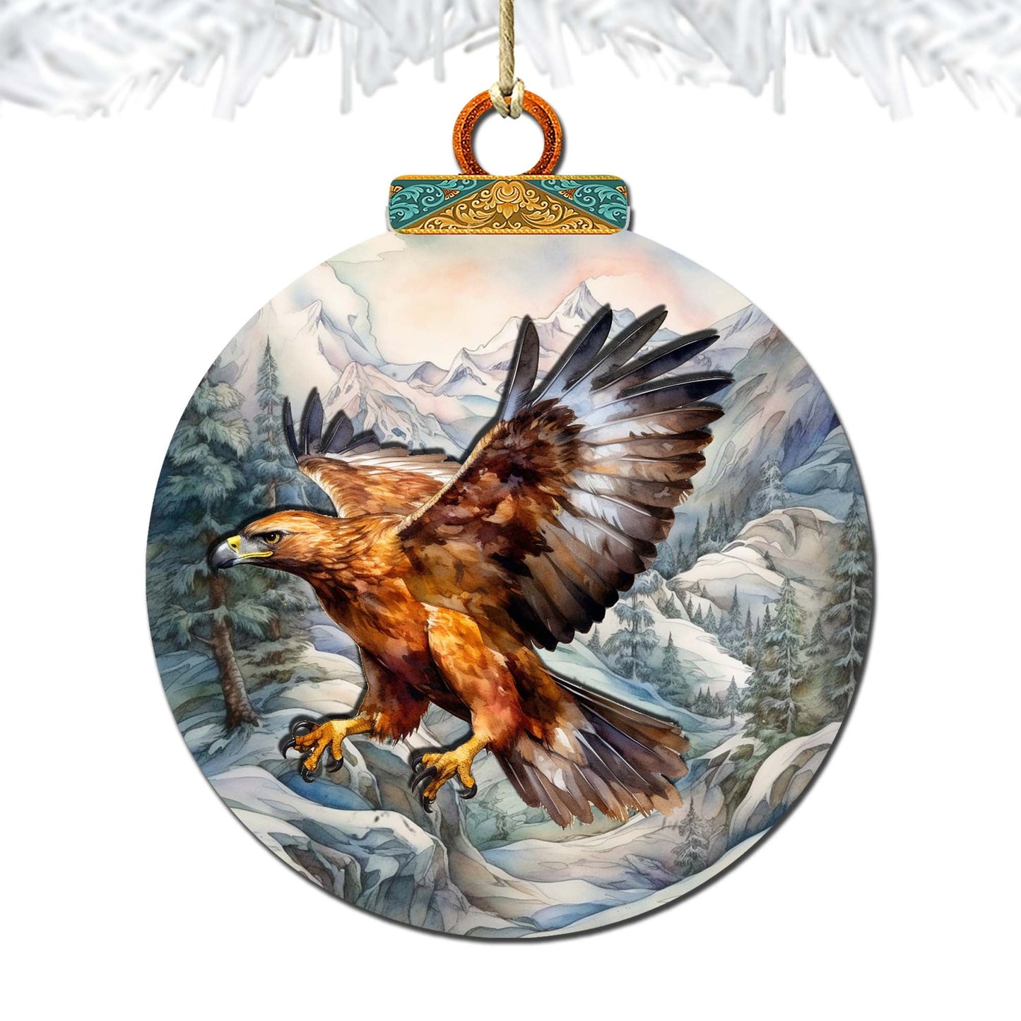 Flying Golden Eagle Wooden Ornaments by G.Debrekht - Wildlife Holiday Décor - 870060