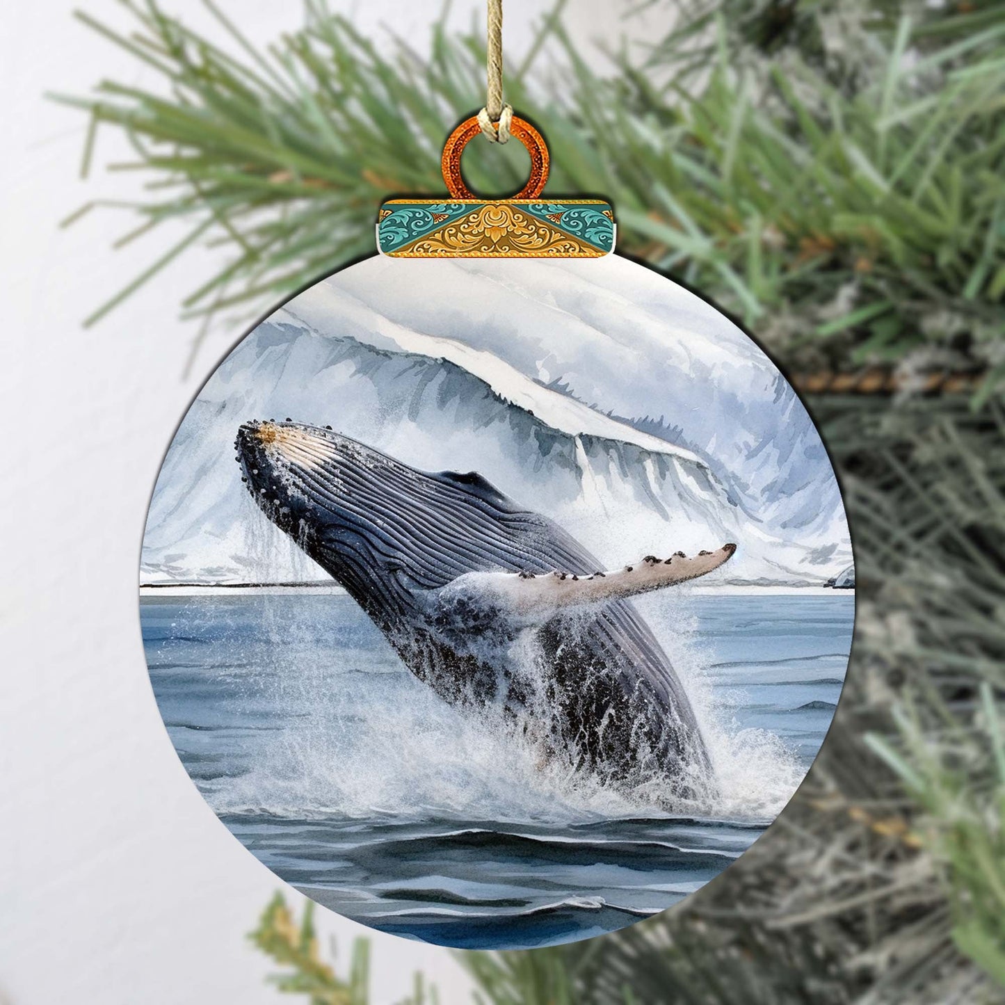 Alaskan Humpback Whale Harmony Wooden Ornaments by G.Debrekht - Wildlife Holiday Décor - 870079