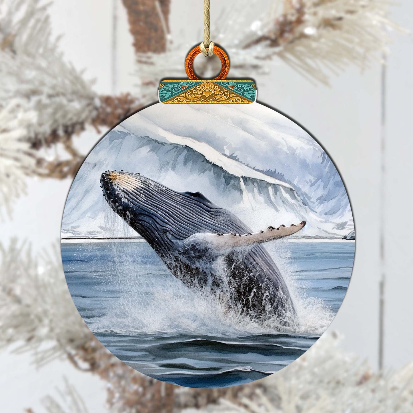 Alaskan Humpback Whale Harmony Wooden Ornaments by G.Debrekht - Wildlife Holiday Décor - 870079