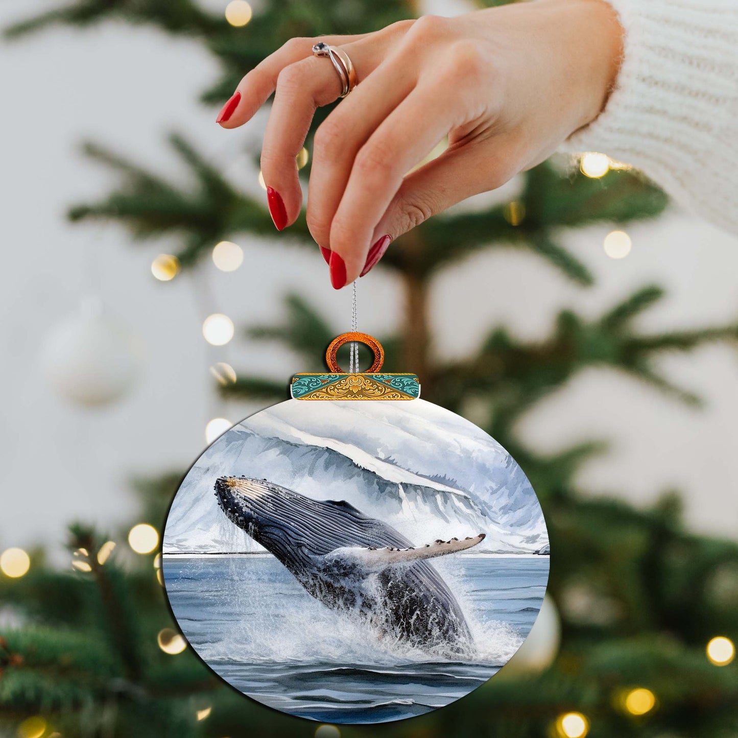 Alaskan Humpback Whale Harmony Wooden Ornaments by G.Debrekht - Wildlife Holiday Décor - 870079
