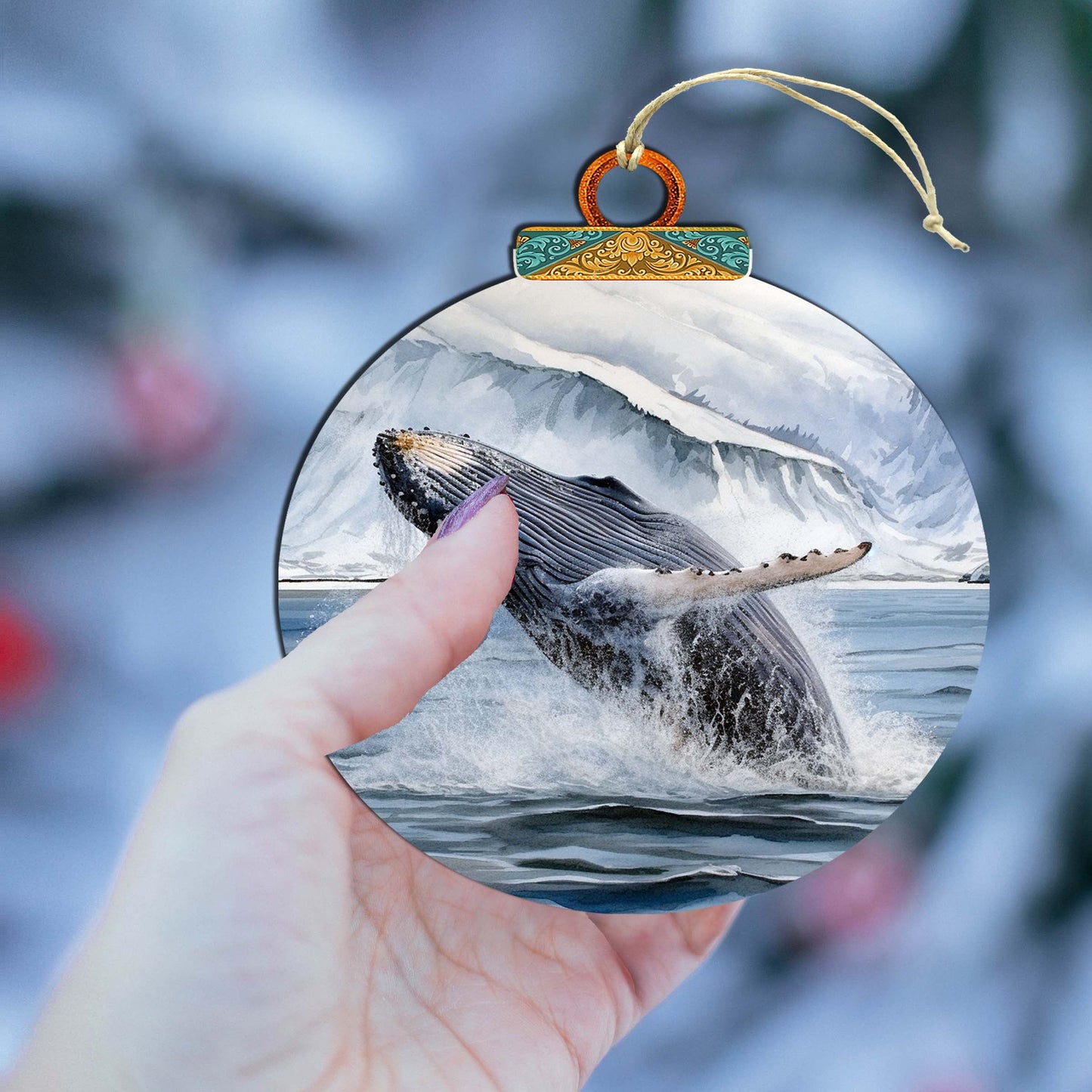 Alaskan Humpback Whale Harmony Wooden Ornaments by G.Debrekht - Wildlife Holiday Décor - 870079