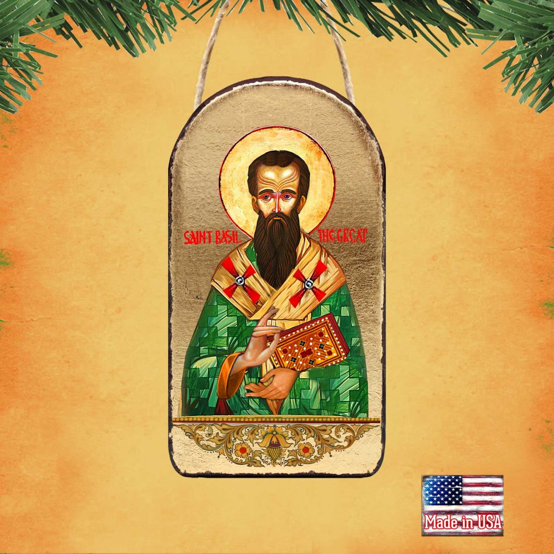Saint Basil Religious Christian Sacred Icon Ornament - Inspirational Icon Décor - 87053
