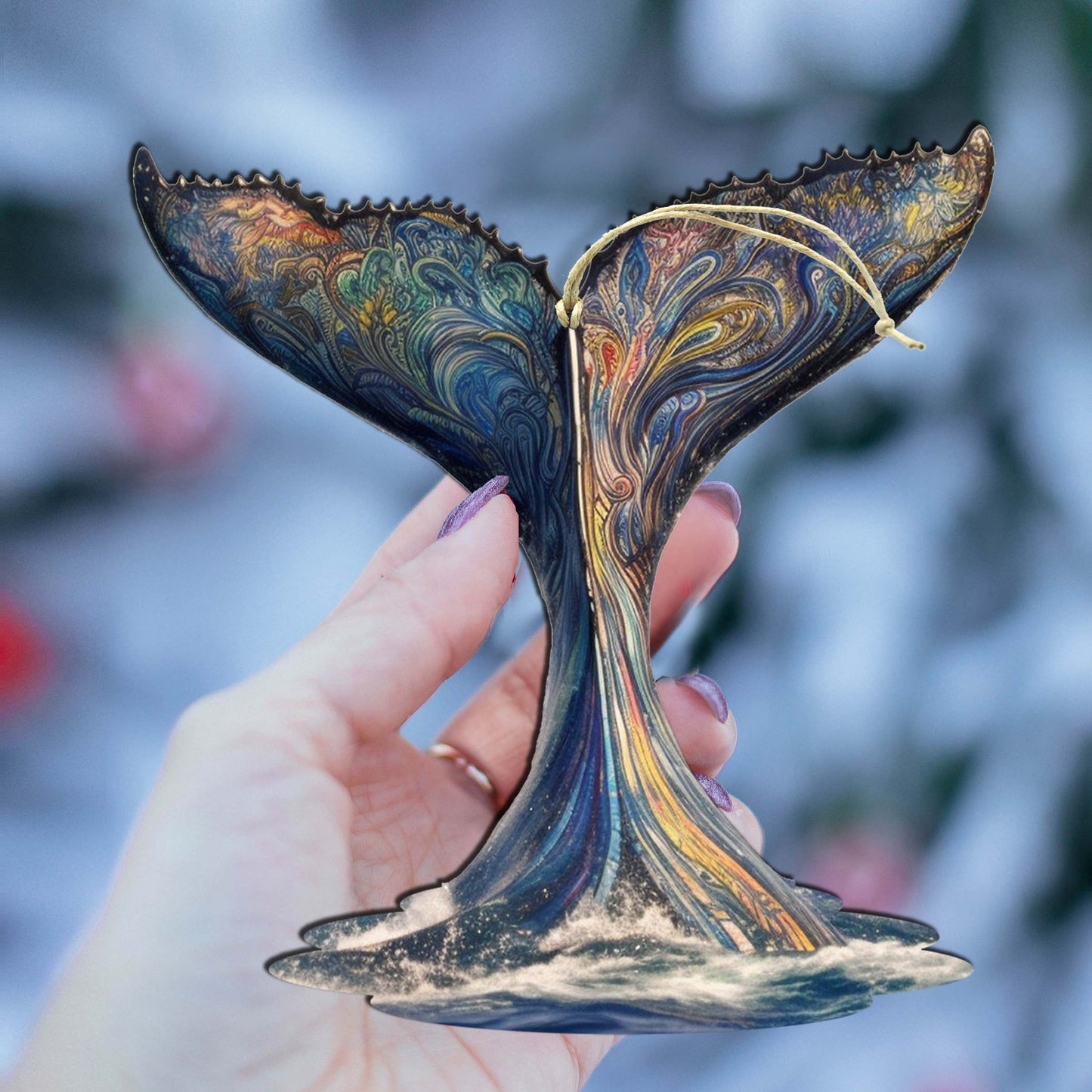 Humpback Whale Tail Wooden Ornaments by G.Debrekht - Wildlife Holiday Décor - 8710104-1