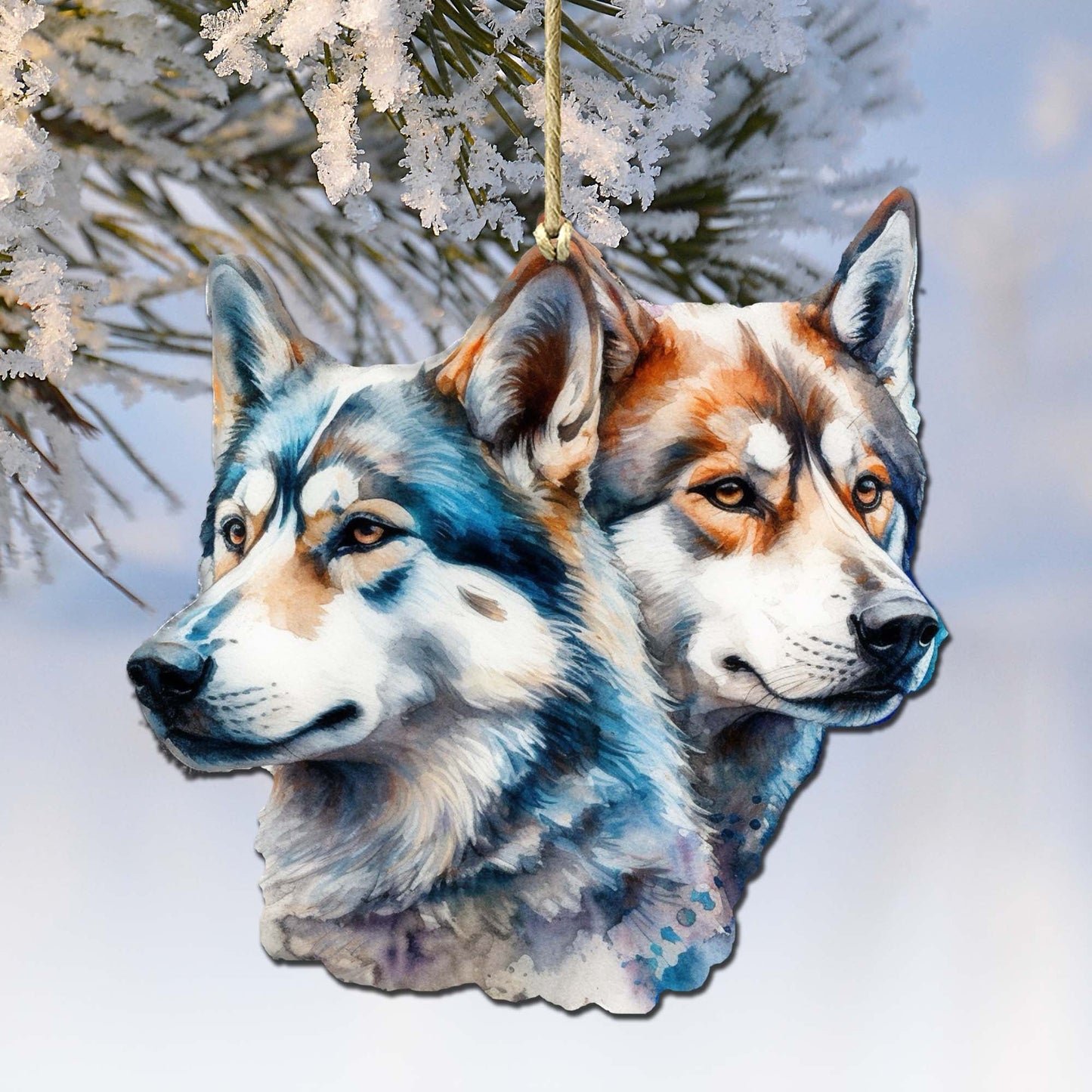 Alaskan Wolves Wooden Ornaments by G.Debrekht - Wildlife Holiday Décor - 8710115-2