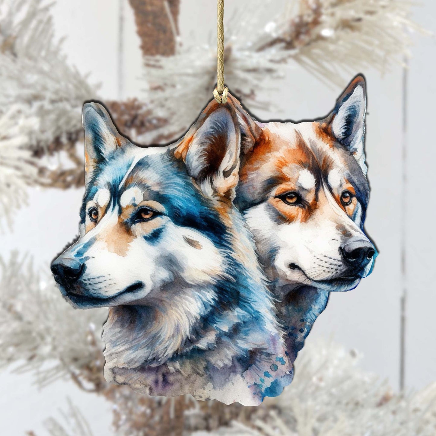 Alaskan Wolves Wooden Ornaments by G.Debrekht - Wildlife Holiday Décor - 8710115-2