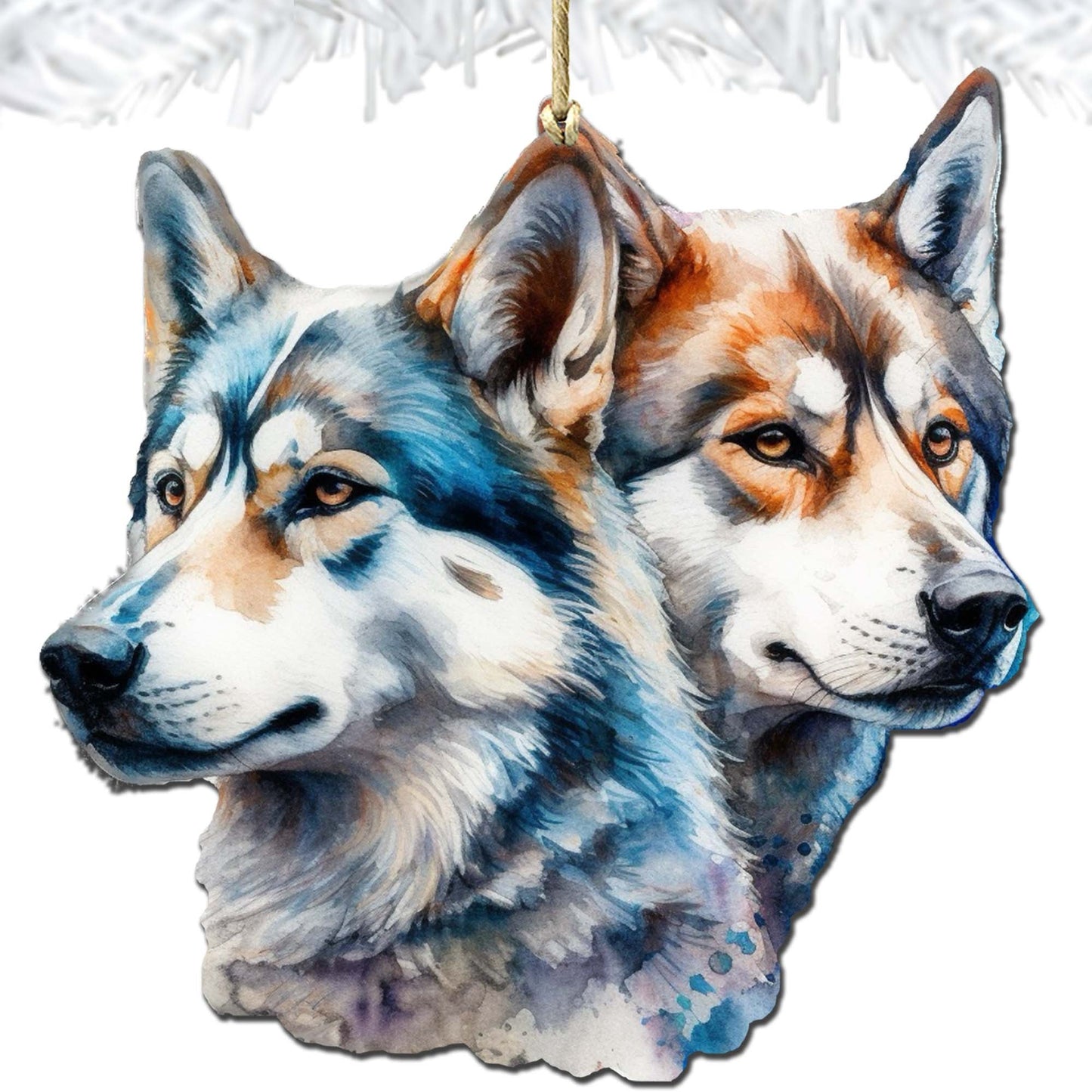 Alaskan Wolves Wooden Ornaments by G.Debrekht - Wildlife Holiday Décor - 8710115-2