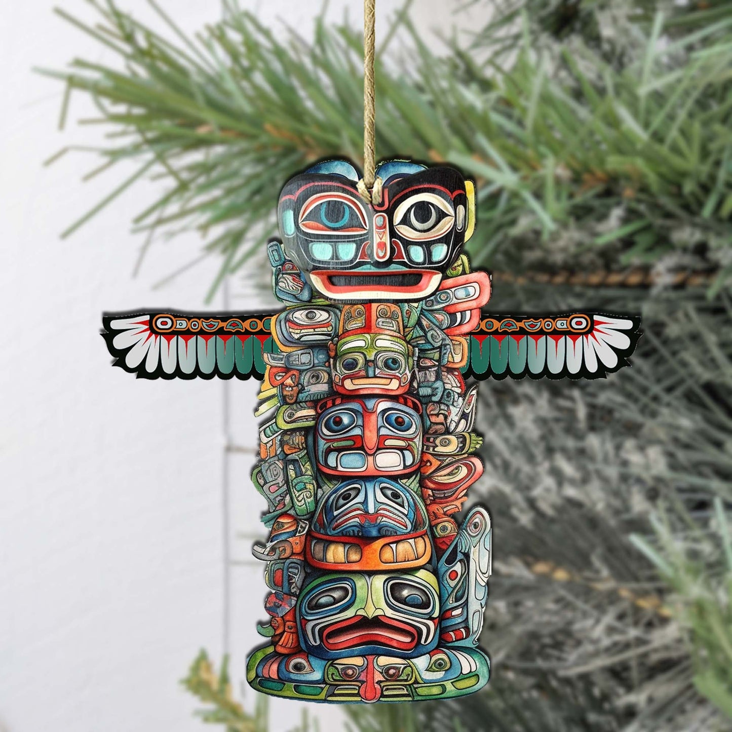 Spiritual Totem Pole Wooden Ornaments by G.Debrekht - Wildlife Holiday Décor - 8710117-3