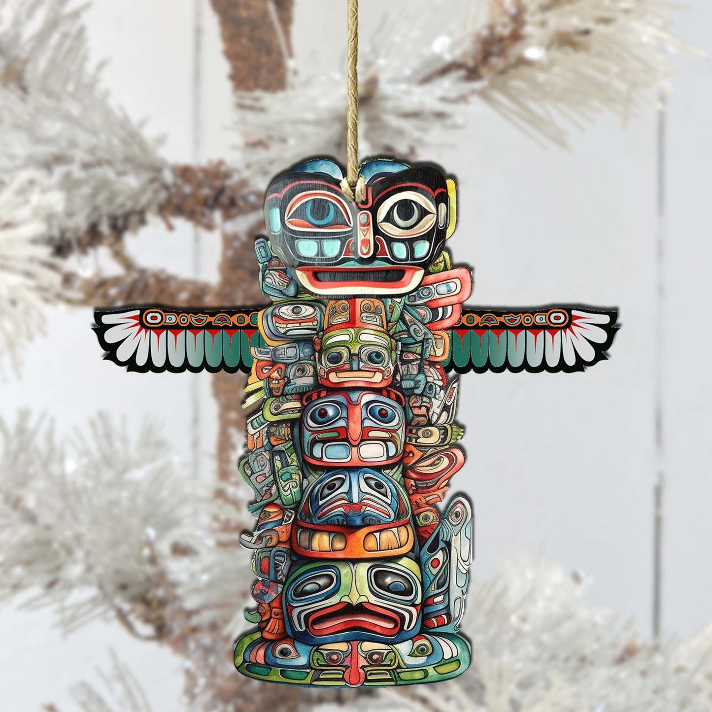 Spiritual Totem Pole Wooden Ornaments by G.Debrekht - Wildlife Holiday Décor - 8710117-3
