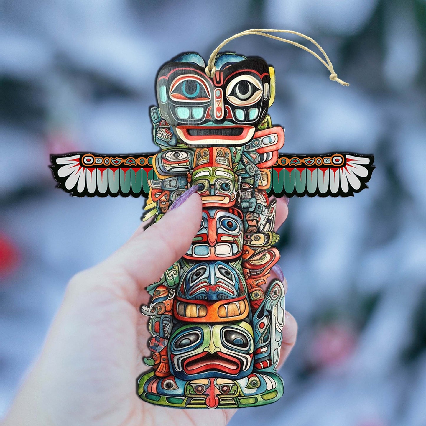 Spiritual Totem Pole Wooden Ornaments by G.Debrekht - Wildlife Holiday Décor - 8710117-3