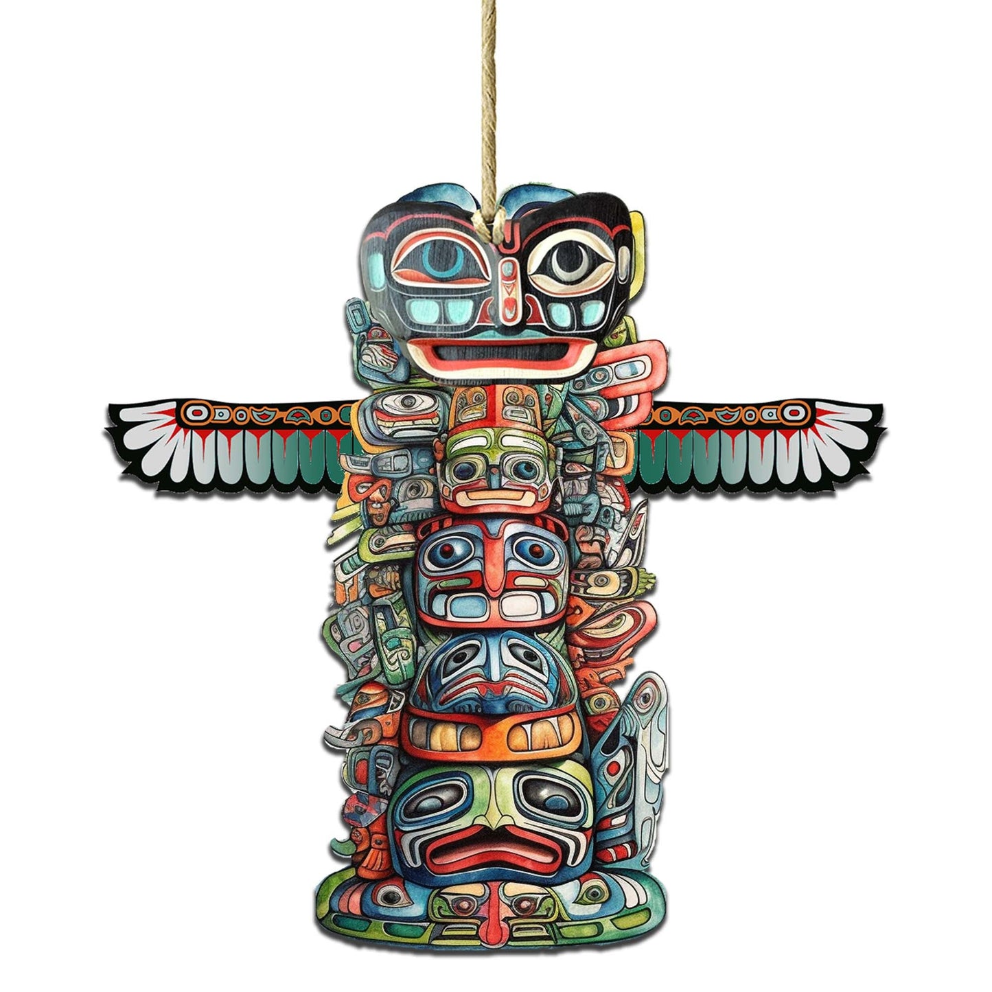 Spiritual Totem Pole Wooden Ornaments by G.Debrekht - Wildlife Holiday Décor - 8710117-3