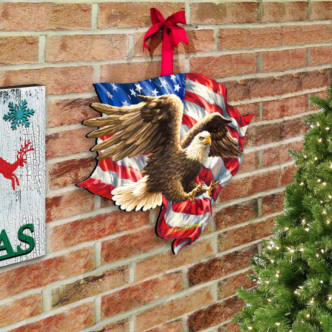 American Liberty Eagle Holiday Door Decor by D. Gelsinger - American Christmas Decor - 8461052H-1432
