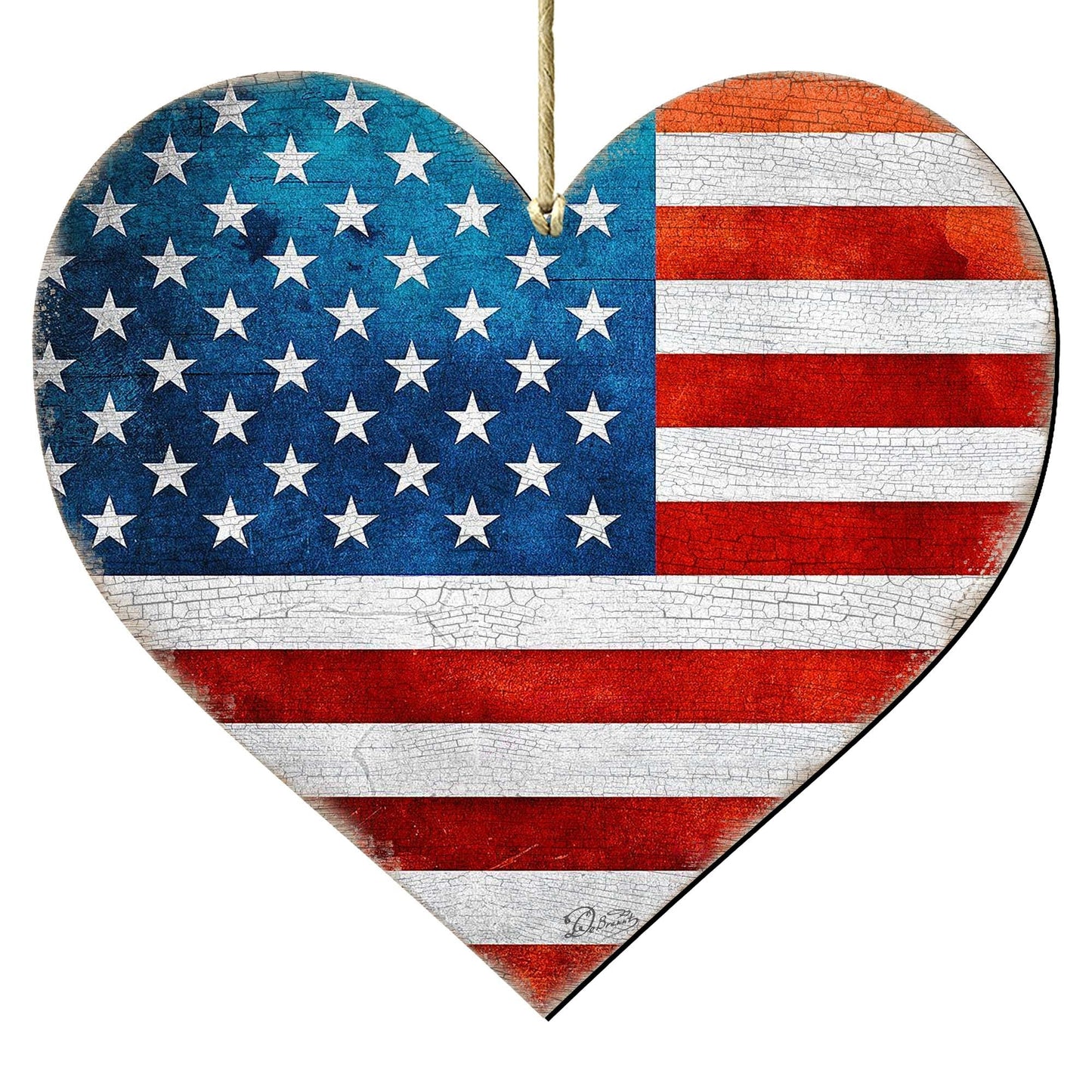 Patriotic Heart Wooden Ornaments - American Christmas Decor - 8187130-2