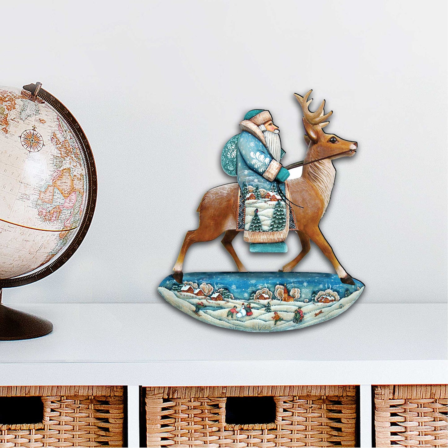 Reindeer Ride Santa Christmas Door Decor by G. DeBrekht - Christmas Santa Snowman Decor - 8151123H