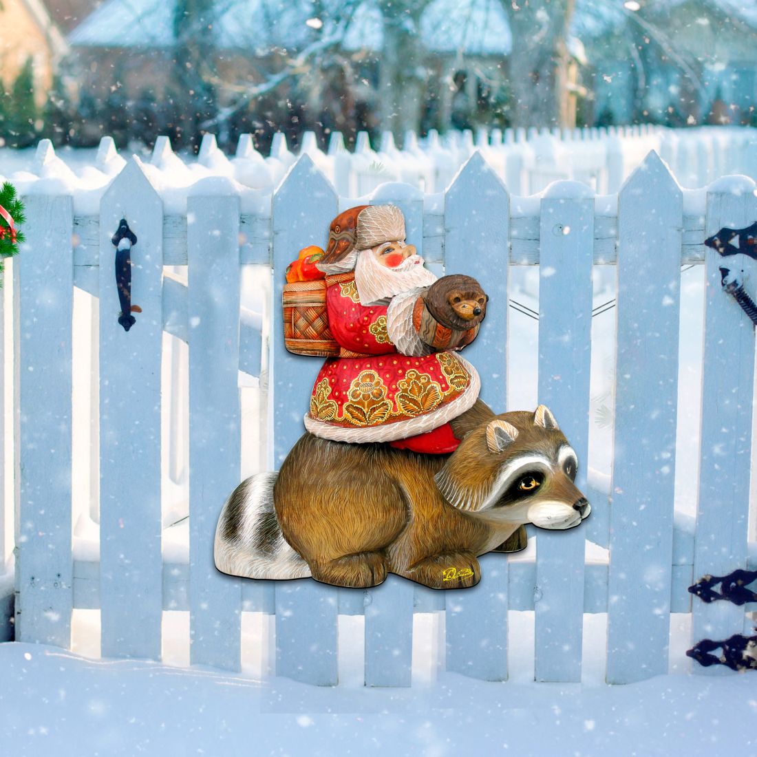 Raccoon Santa Christmas Door Decor by G. DeBrekht - Christmas Santa Snowman Decor - 8121636H