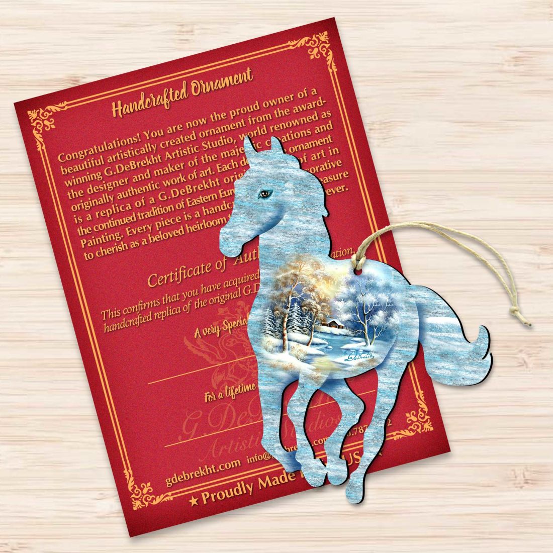 Running Pony Wooden Ornaments - Tree Ornament by G. DeBrekht - Wildlife Holiday Decor - 8198155